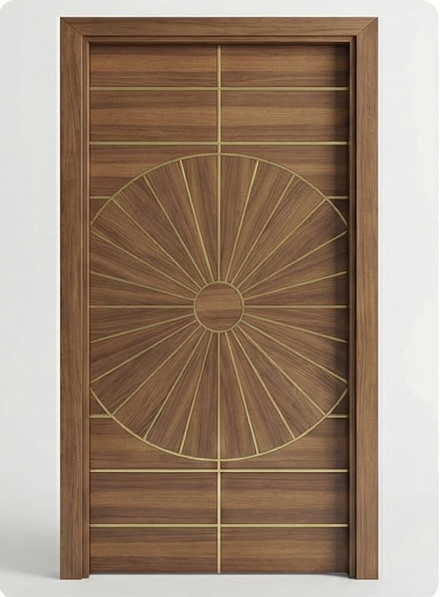 Sunburst marquetry door by Amaza Homes