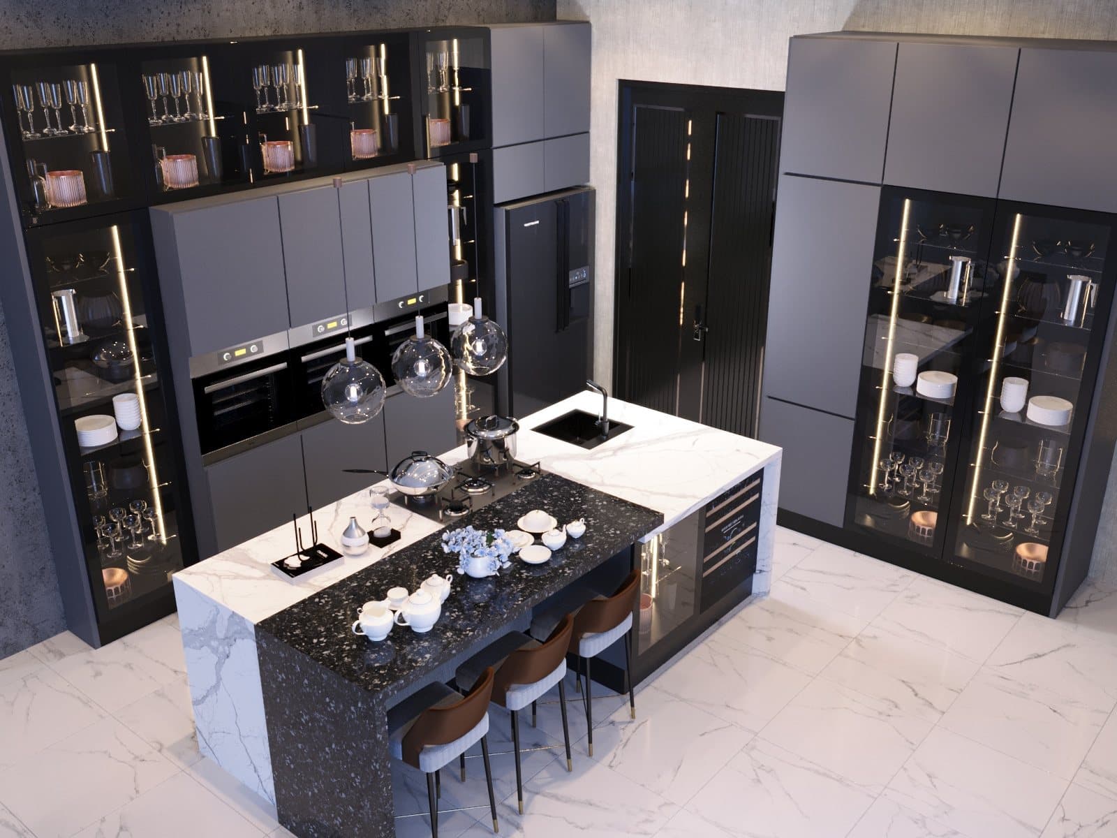 Super matte graphite cabinetry