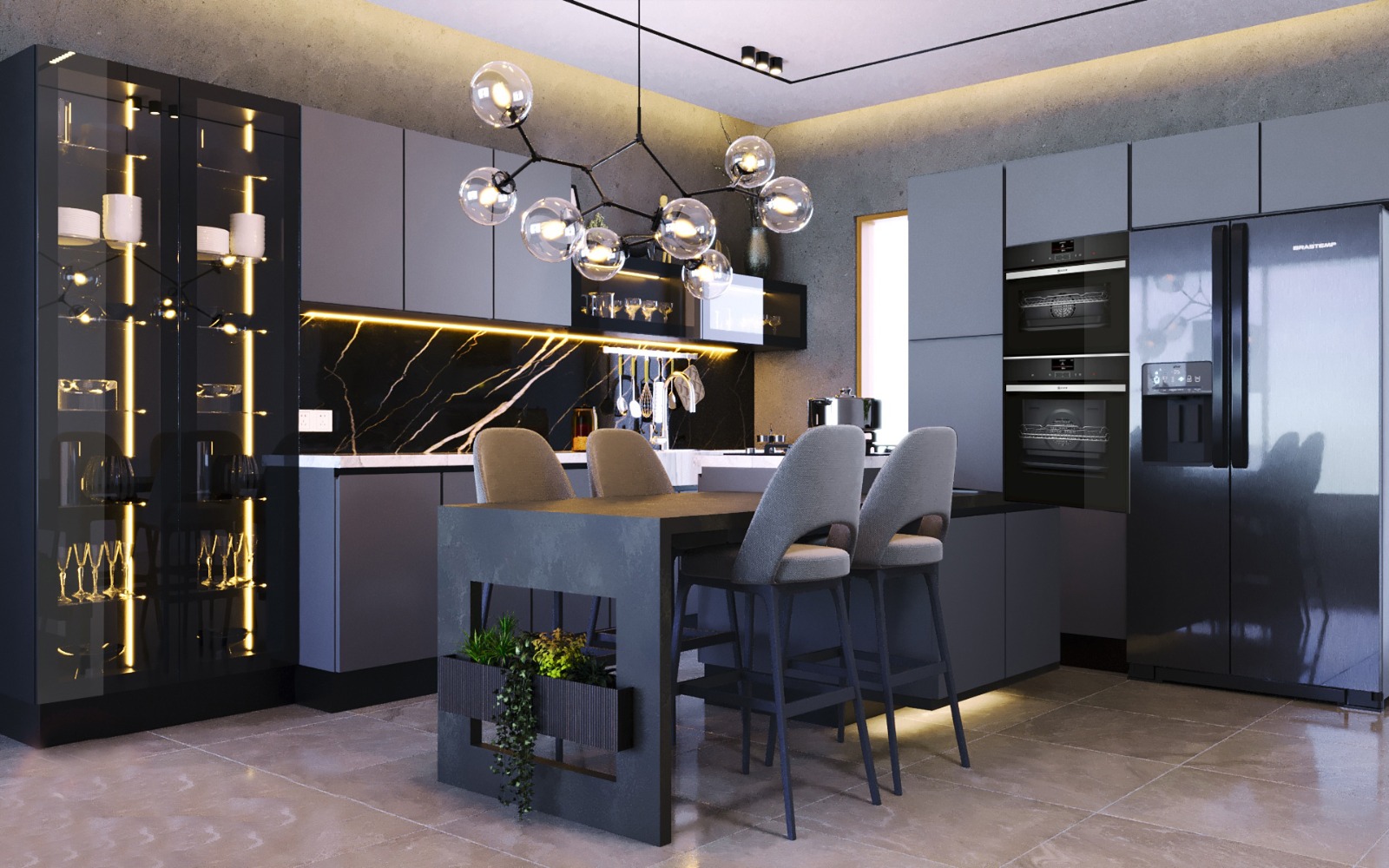 Dark Interior Kitchen